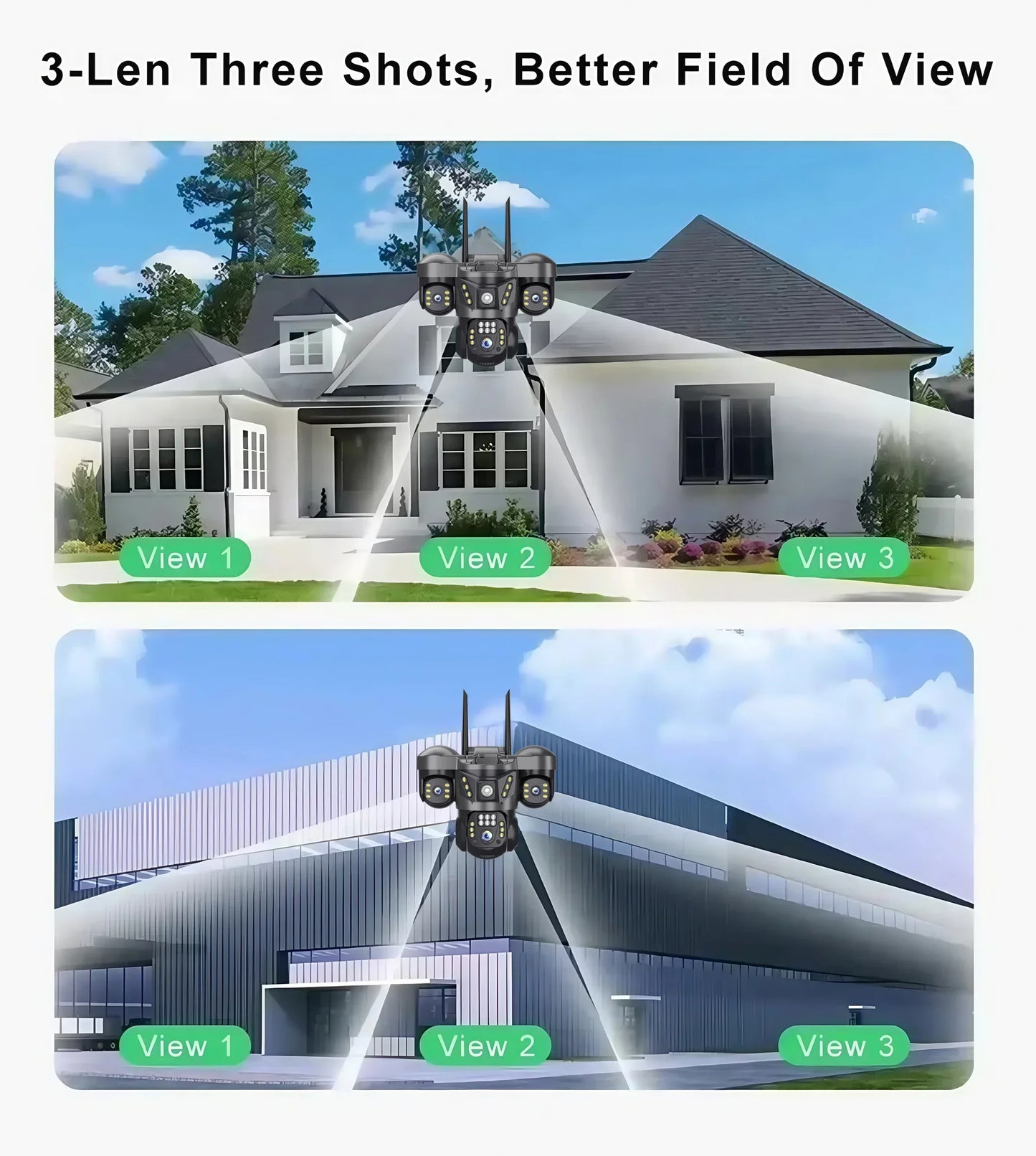 8K 15MP Three Screen WIFI Camera Three Lens Cameras Outdoor Waterproof Human Detection Color Night Vision 10X Zoom Security Cam