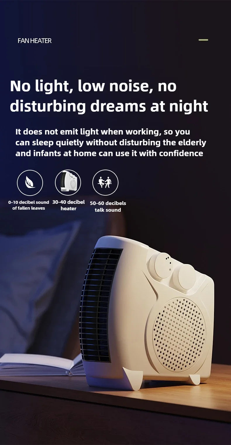 220V Winter Warmer Household Desktop Electric Heater Fan 3 Gear Adjustable Warm Air Blower Ripple Heating Machine Bedroom Office