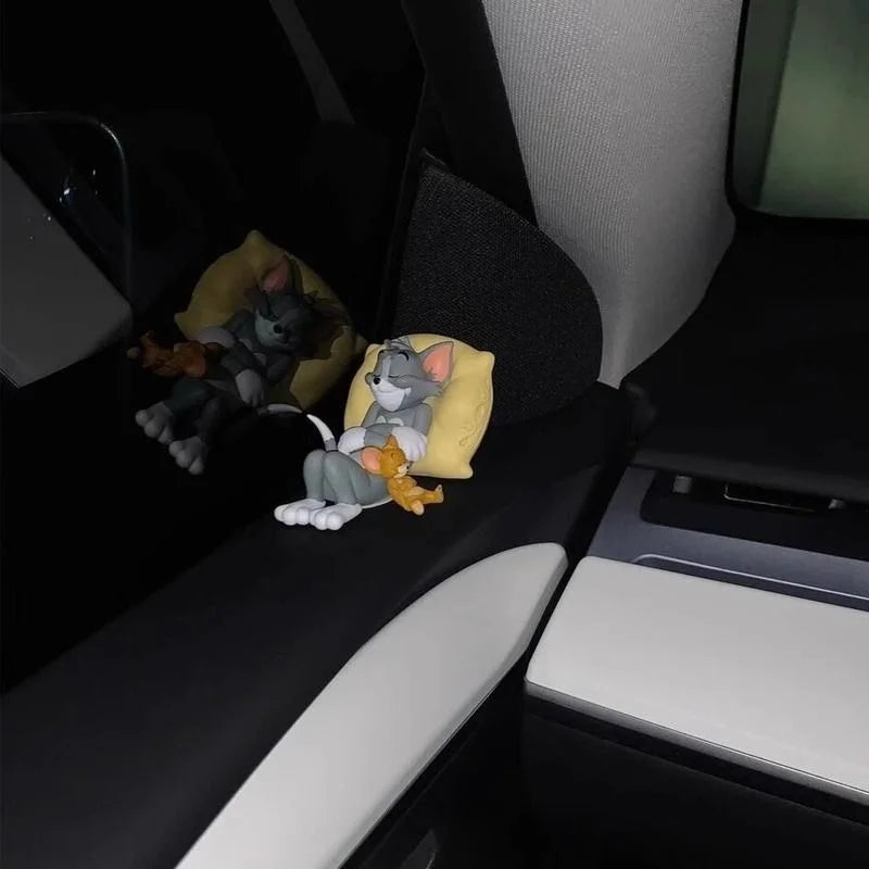 8.5cm Cute Cartoon Tom Cat Jerry Model Toy Kawai Mouse Cat Car Desktop Decoration Action Character Miniature Statue Collect Gift