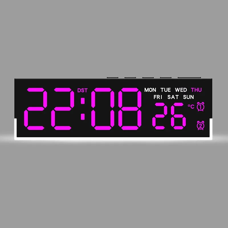 USB Powered Digital Alarm Clock with White Mood Light TEMP Week 2 Alarm DST Table Clock 3 Levels Brightness 12/24H LED Clock