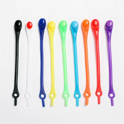 12pcs Silicone Shoelaces Round Elastic Shoe Laces Safety No Tie Shoelace For Men Women Children All Sneakers Fit Strap Shoe Laces