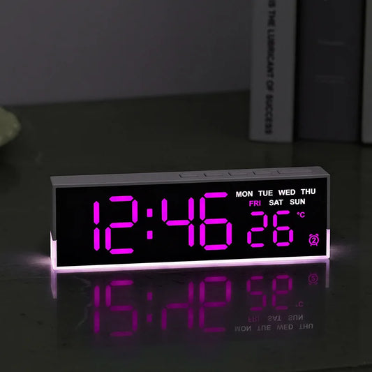 USB Powered Digital Alarm Clock with White Mood Light TEMP Week 2 Alarm DST Table Clock 3 Levels Brightness 12/24H LED Clock