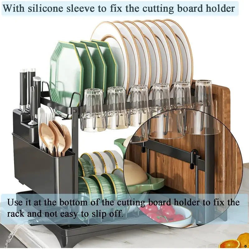 White Dish Rack Kitchen Storage Organizer for Bowls & Plates Snap-on Design No-Drill Installation Trendy Home Kitchen Accessory