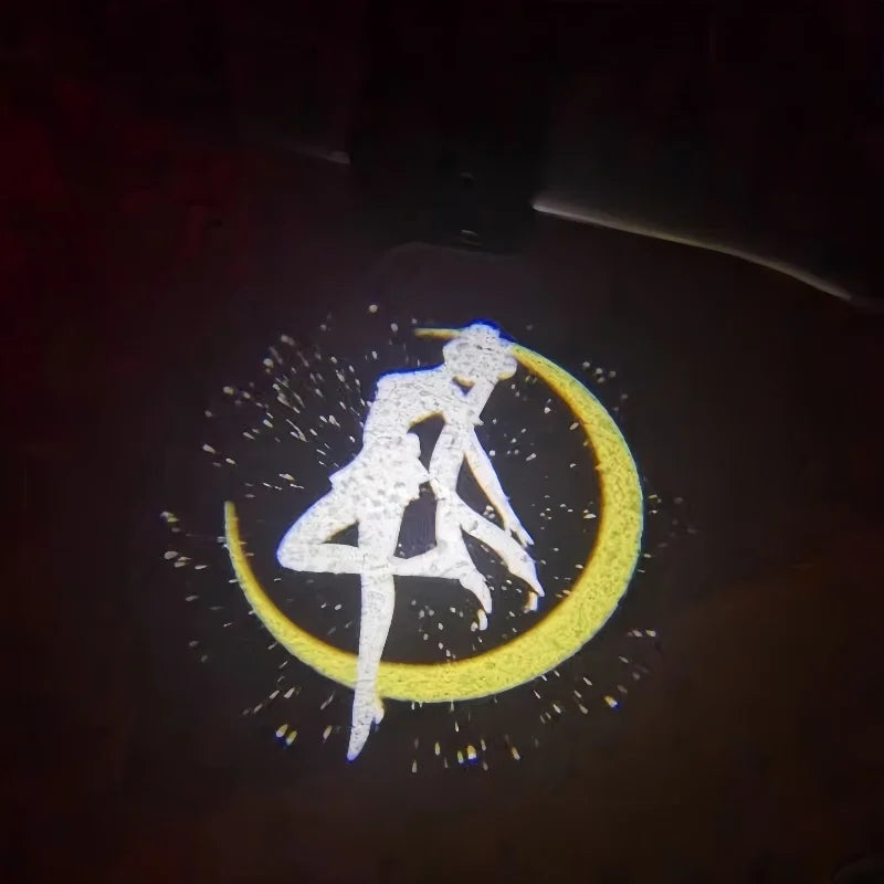 Sailor Moon Car Welcome Light Anime Projector Lamp Car Decoration Floor Lamp Motorcycle Atmosphere Lights Cute Accessory Gift