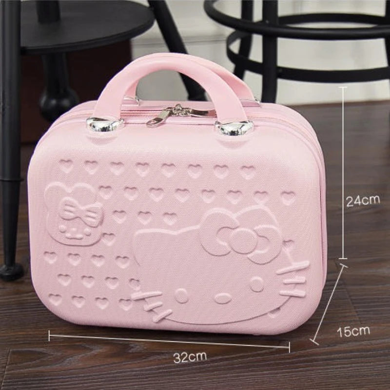 Hello Kitty Cartoon Storage Case Zipper Large-capacity Cosmetic Case Waterproof 14-inch Travel Small Suitcase Birthday Gift