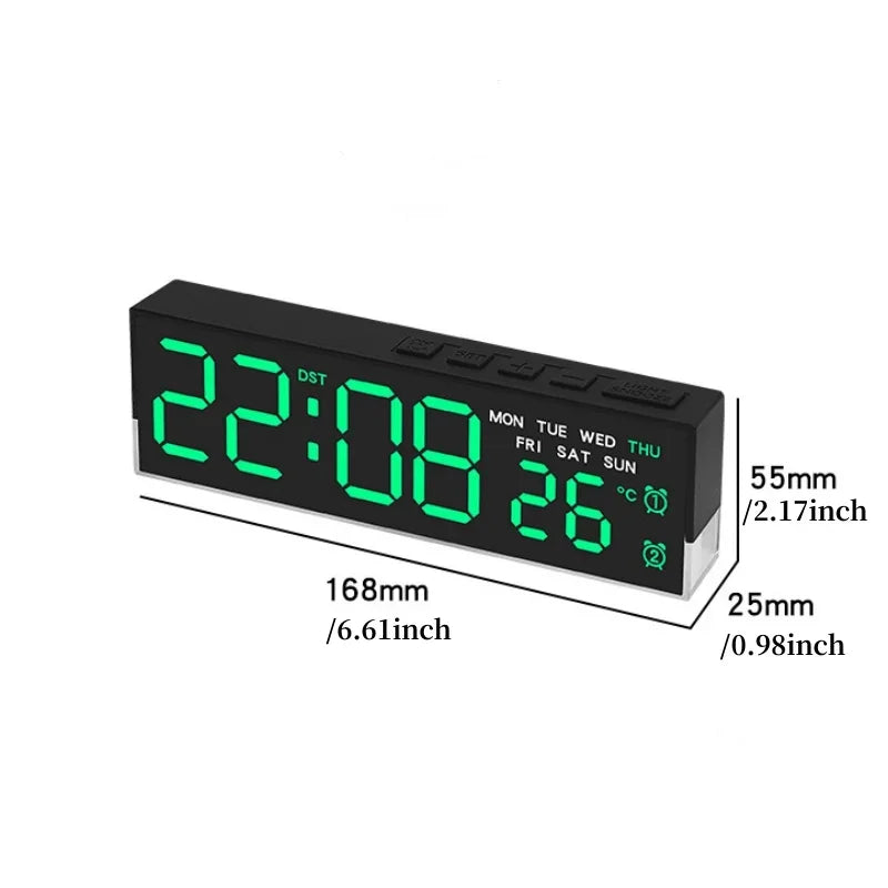USB Powered Digital Alarm Clock with White Mood Light TEMP Week 2 Alarm DST Table Clock 3 Levels Brightness 12/24H LED Clock