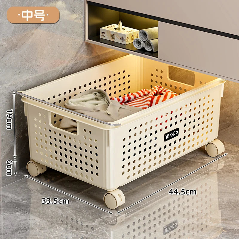 Batoom Laundry Hamper with Wheels Dir Clothes Basket Cart Home Utili under Cabinet Basket Rolling Laundry Basket