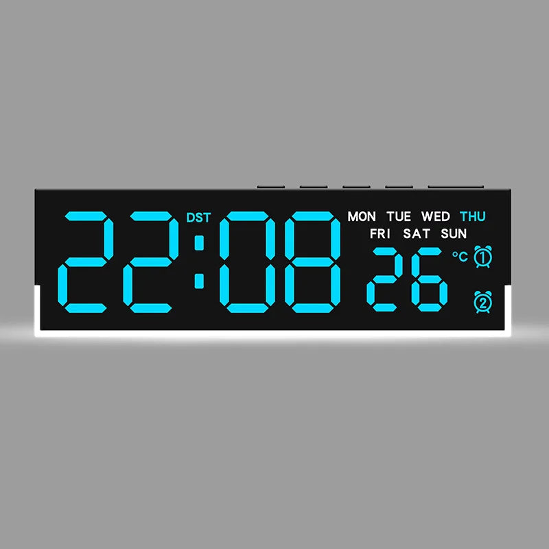 USB Powered Digital Alarm Clock with White Mood Light TEMP Week 2 Alarm DST Table Clock 3 Levels Brightness 12/24H LED Clock
