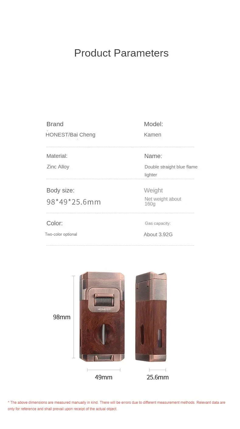 New Metal Cigar Lighter with V-shaped Knife Vintage Windroof Dual Nozzle Flame Butane Gas Inflation Torch Smoking Accessories