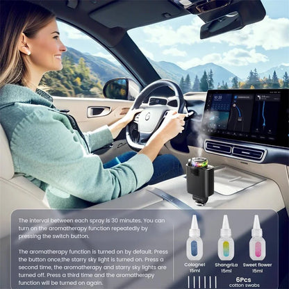 45W 5 In 1 Car Charger With Retractable Cable&amp; Air Freshner USB/Type C Aroma Starlight Car Adapter USB/Type C PD3.0 For Phone