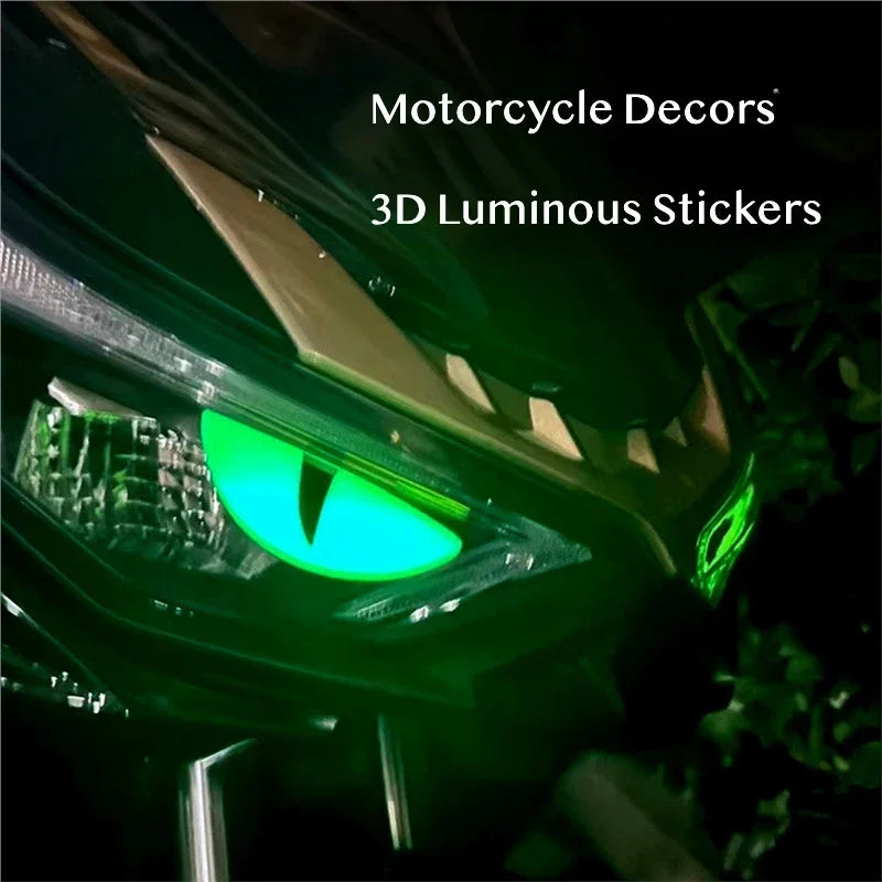 3D Devil's Eye Luminous Stickers, Motorcycle Helmets Sticker, Night Light Decor,Car Reflective Stickers, Stickers for KTM, Honda