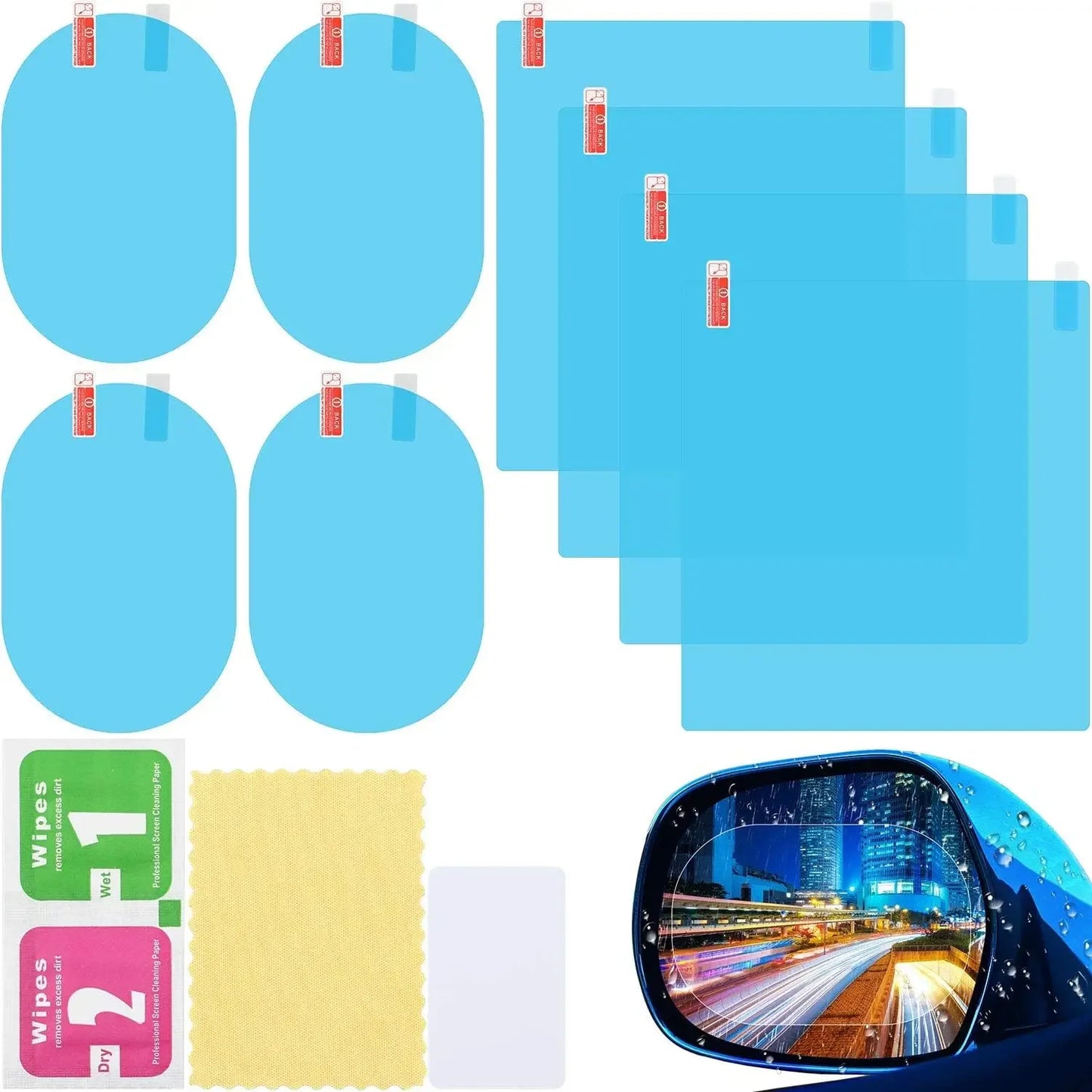 Car Truck Rearview Mirror Rainproof Film Window Glass Anti-fog Waterproof Stickers Rainy Day Safe Driving Rain Proof Films Tools