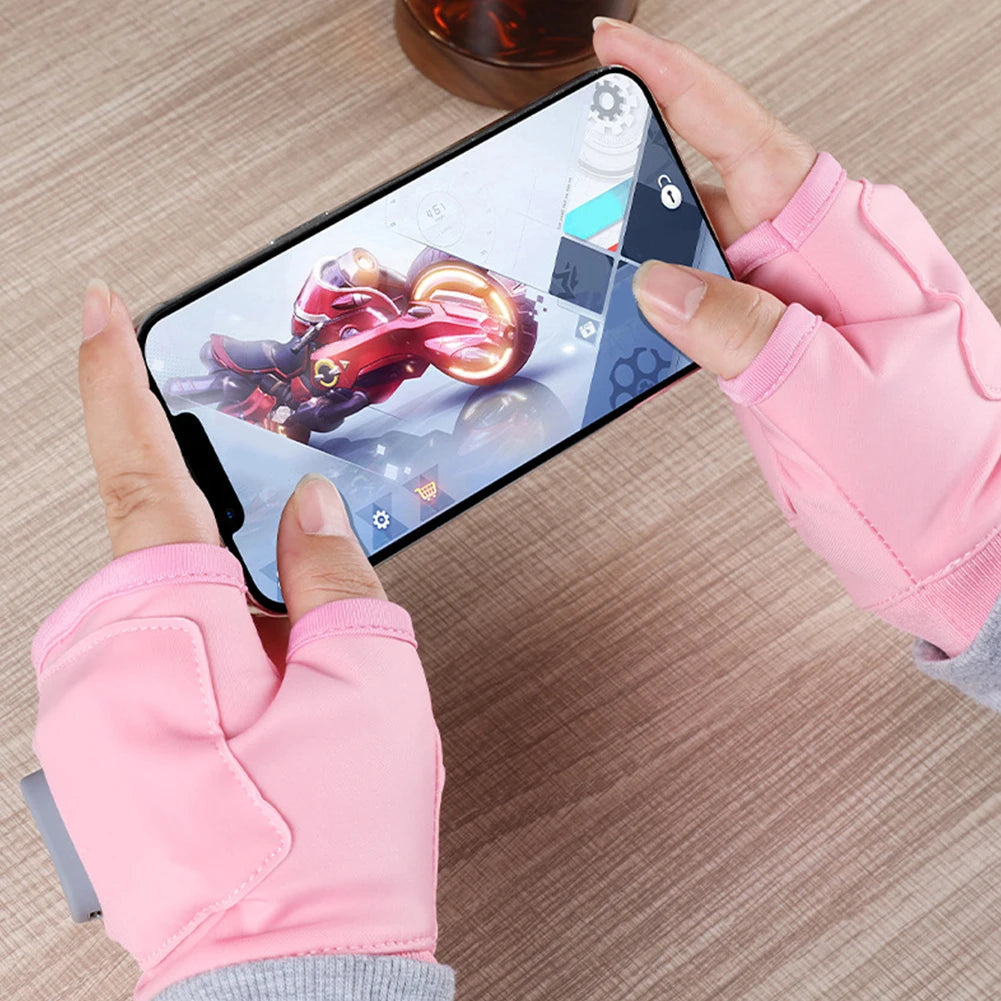 Electric Heated Gloves 360 Degree Heating Electric Thermal Gloves Fingerless Touchscreen for Outdoor Hiking Cycling