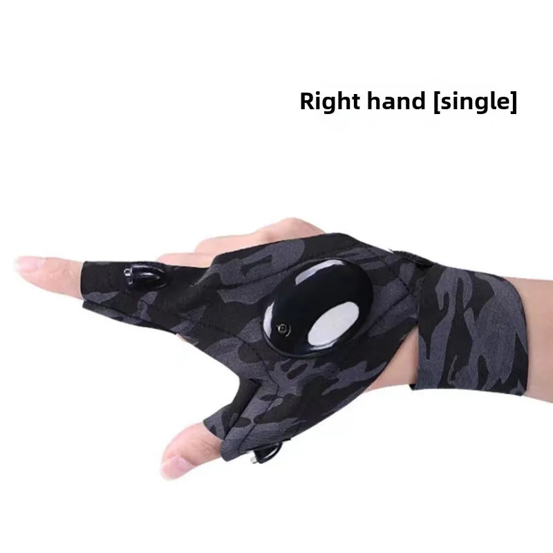 Half-finger Fishing Gloves Led FlashlightWaterproof Flashlight Outdoor Hiking CampingFishing Rescue Survival Lighting Too