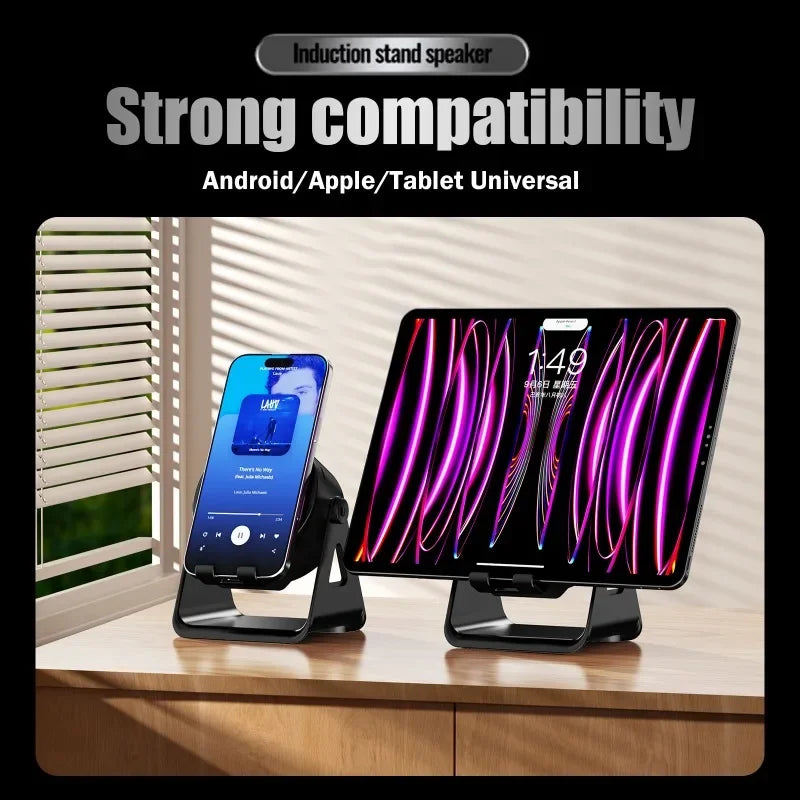 New 5-in-1 Multifunctional Wireless Bluetooth Speaker Charging Phone Stand RGB Ambient Lights Desktop Holder for Music Home Use
