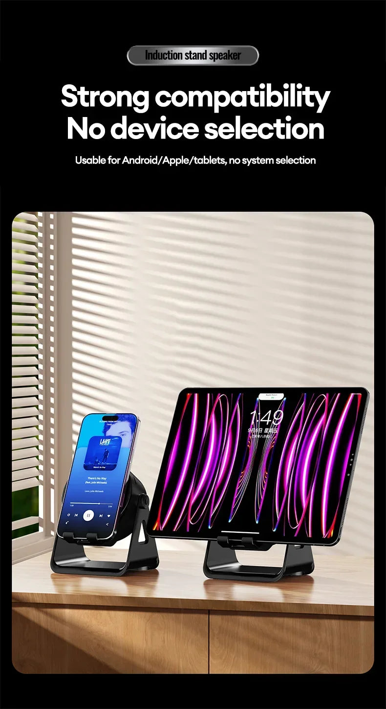 New 5-in-1 Multifunctional Wireless Bluetooth Speaker Charging Phone Stand RGB Ambient Lights Desktop Holder for Music Home Use