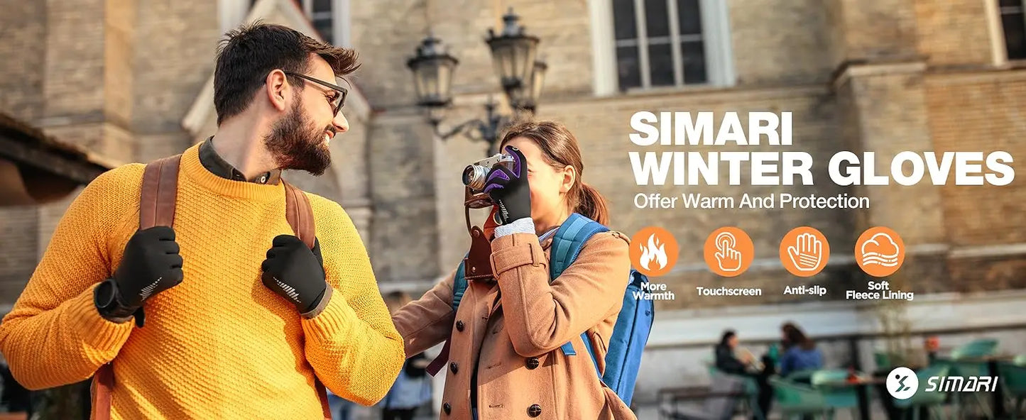 SIMARI Winter Gloves Women Men Ski Snow Gloves Liner Thermal Warm Touch Screen, Suit for Running, Cycling, Biking, Hiking
