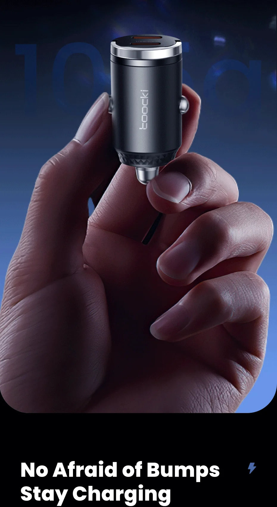 Toocki Mini PD 45W Car Charger Pull Ring Fast Charging USB C Phone Charger Adapter For iPhone 14 13 Pro Xiaomi Samsung Huawei