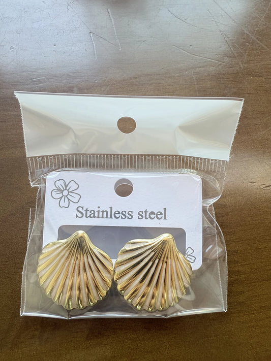 Creative Arc Fan-Shaped Stud Earrings, Stainless Steel Simple Unique Luxurious Drip Design, Casual Style, All Seasons