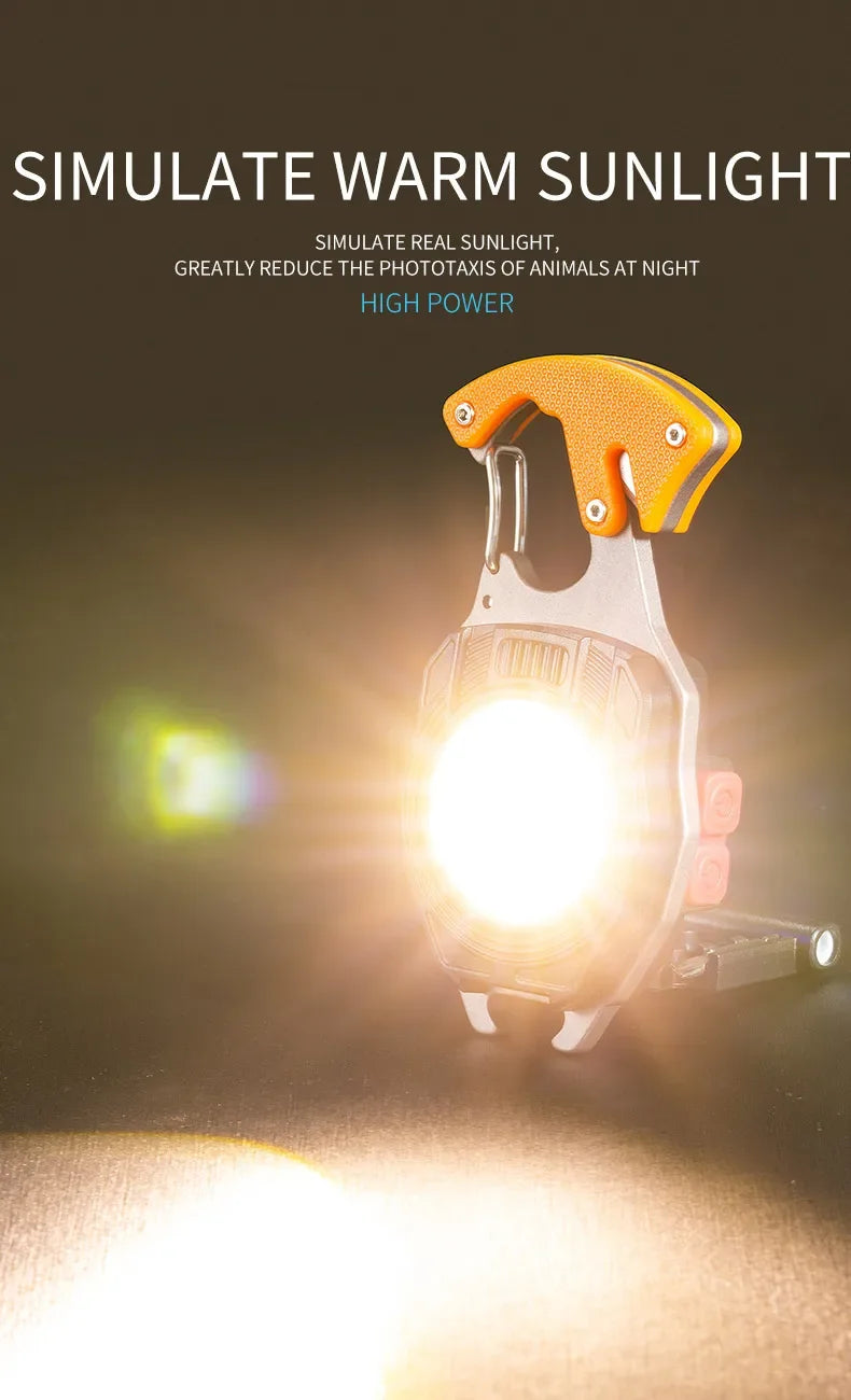 Outdoor Usb Rechargeable Flashlight Lighter COB Emergency Light Strong Light Flameless Windproof Lighters Men Camping Keychain