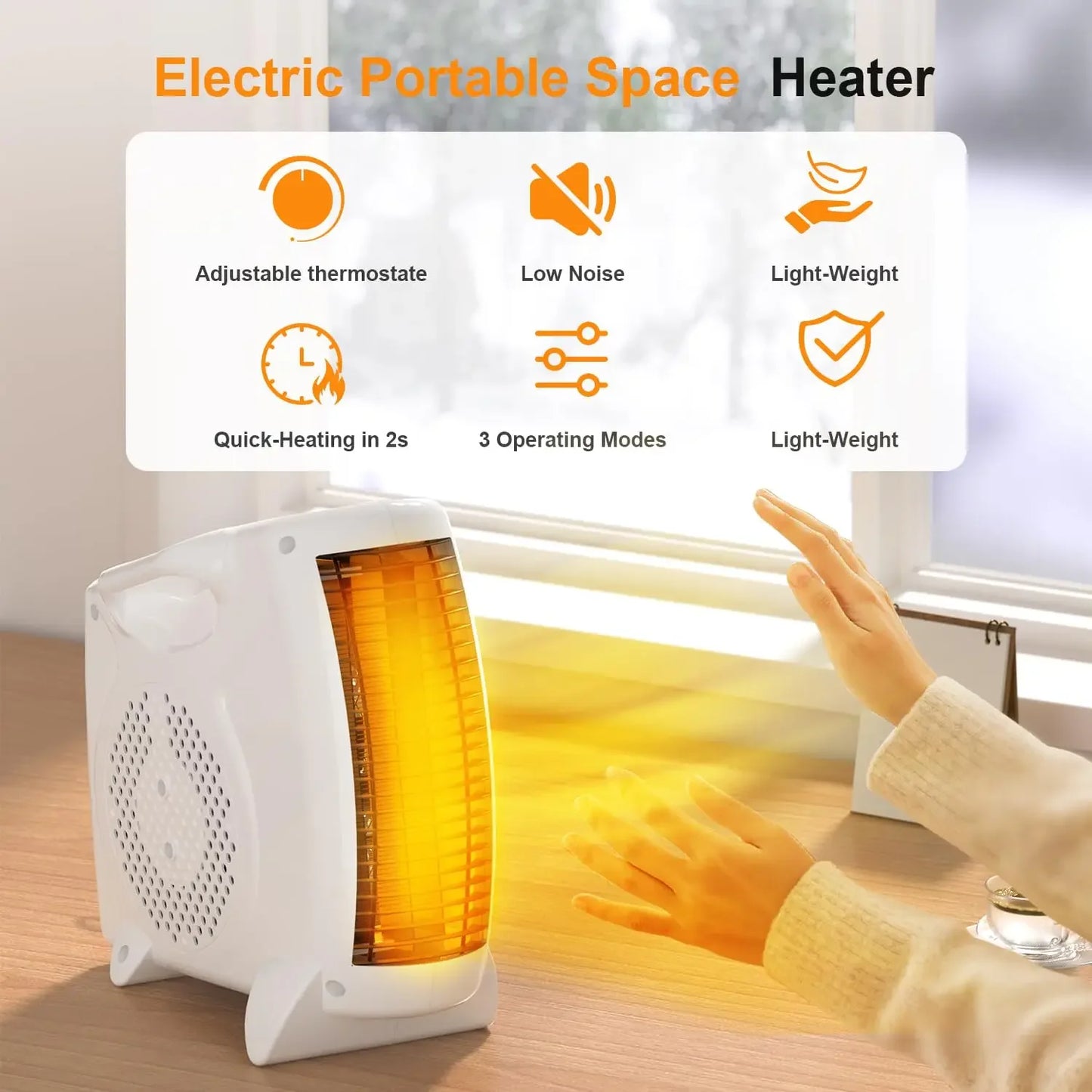 220V Winter Warmer Household Desktop Electric Heater Fan 3 Gear Adjustable Warm Air Blower Ripple Heating Machine Bedroom Office