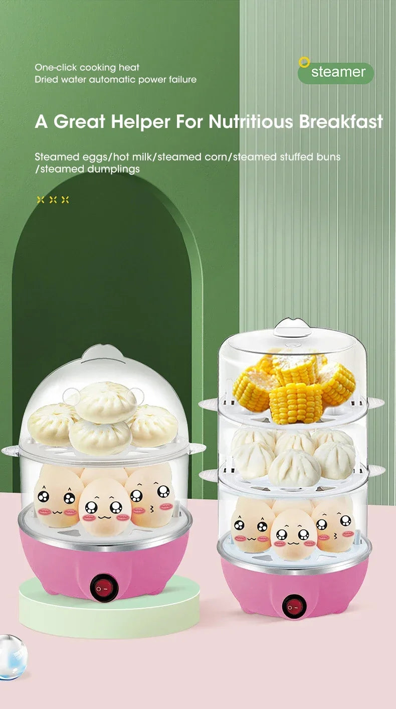 Electric Egg Boiler 7 Eggs Steamer Multifunctional Cooker with Auto Shut Off for Omelet Soft Medium and Hard Boiled Eggs