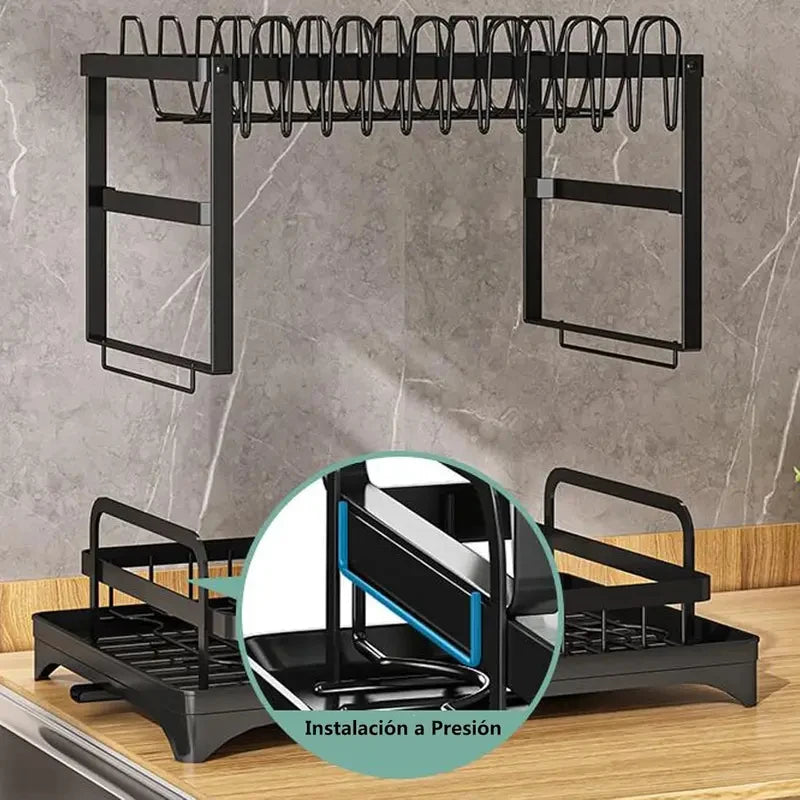 White Dish Rack Kitchen Storage Organizer for Bowls & Plates Snap-on Design No-Drill Installation Trendy Home Kitchen Accessory