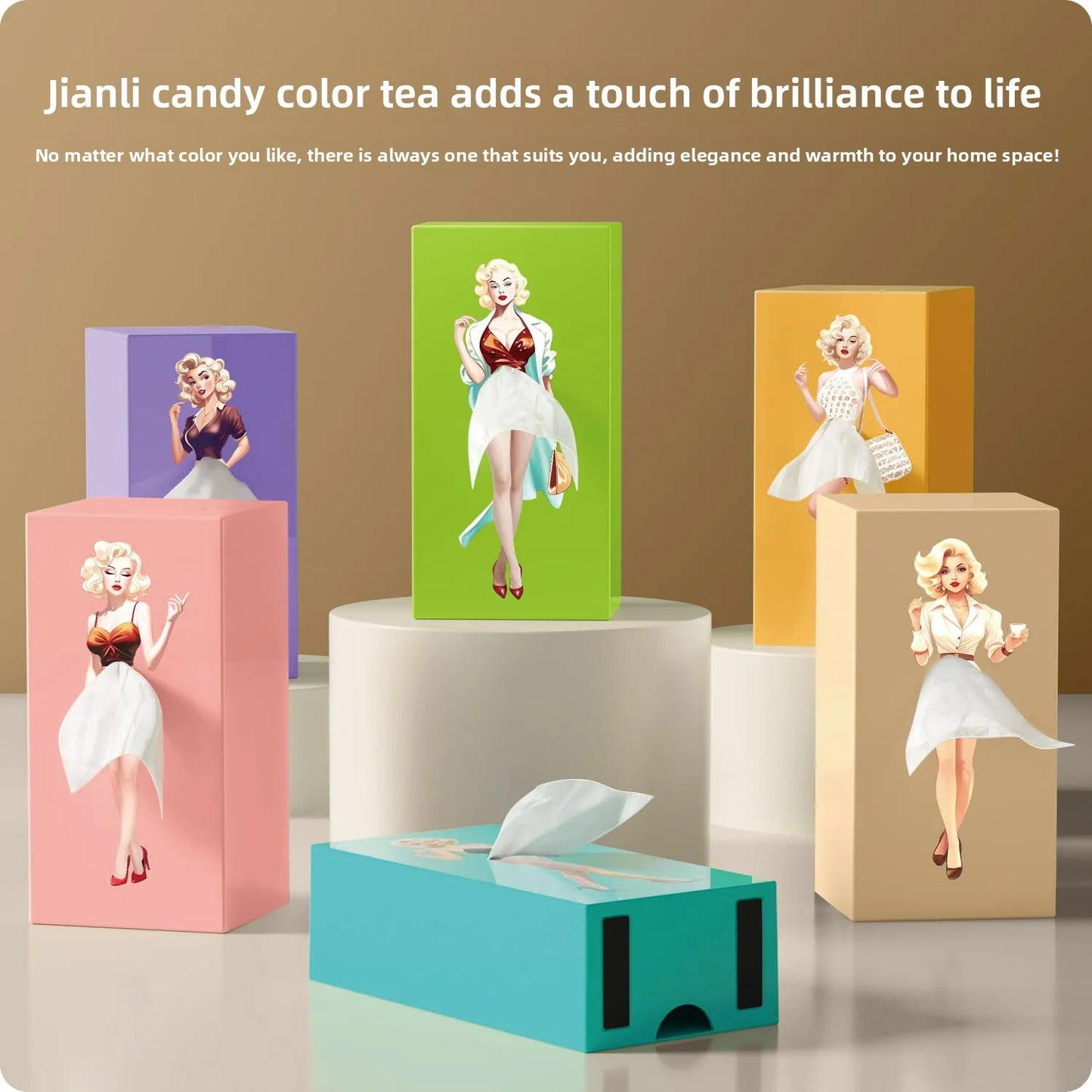 Creative Luxury Skirt Tissue Box Office Desk Home Living Room High End Feelings Pull out Paper Towel Box Decorative Holder