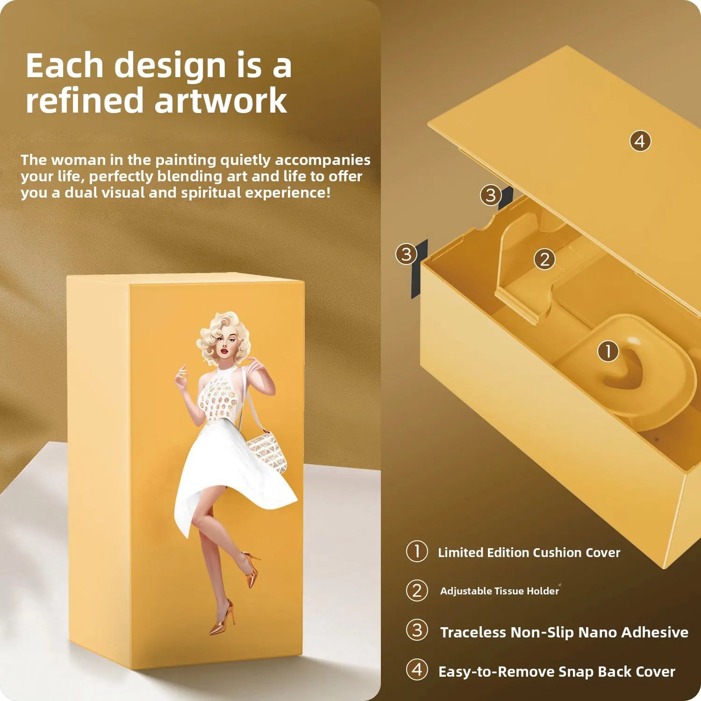 Creative Luxury Skirt Tissue Box Office Desk Home Living Room High End Feelings Pull out Paper Towel Box Decorative Holder