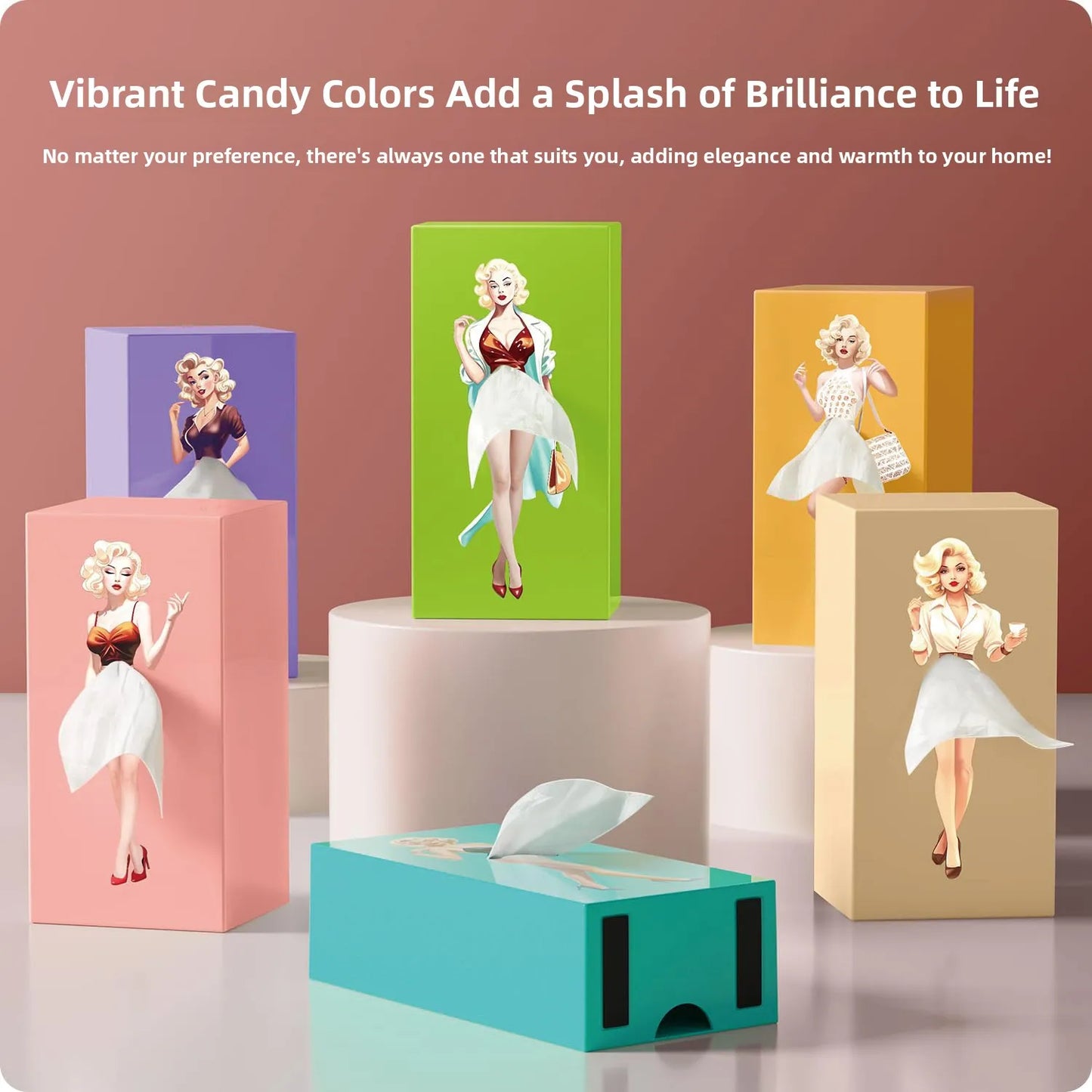 Creative Luxury Skirt Tissue Box Office Desk Home Living Room High End Feelings Pull out Paper Towel Box Decorative Holder