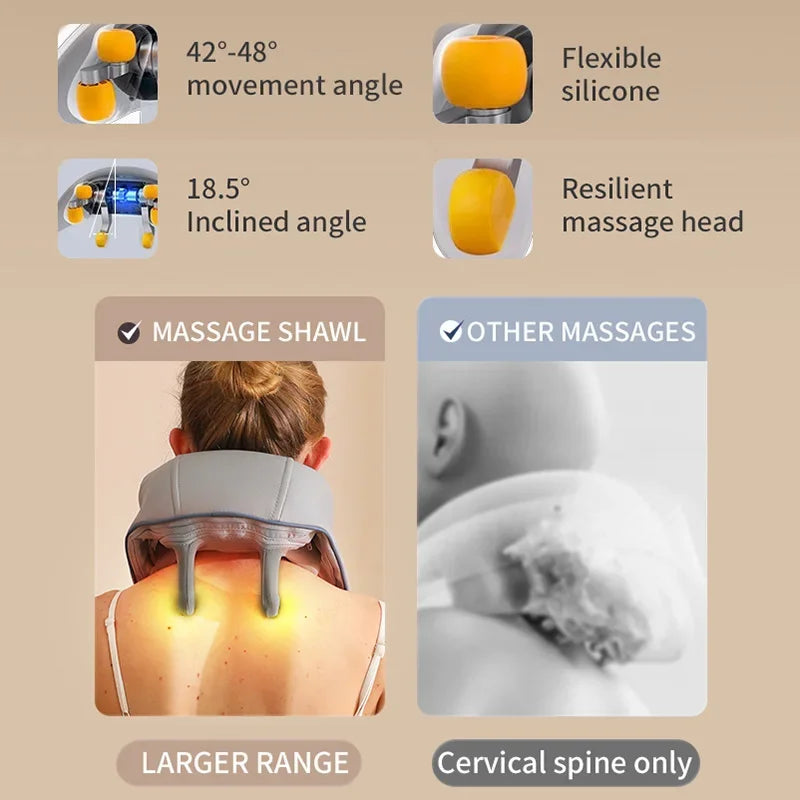 Electric Neck Massager Wireless health care Neck Shoulder Kneading 3D Massage Pillow Cervical Back Muscle Relaxing Massage Shawl