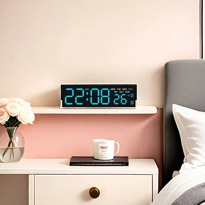 USB Powered Digital Alarm Clock with White Mood Light TEMP Week 2 Alarm DST Table Clock 3 Levels Brightness 12/24H LED Clock