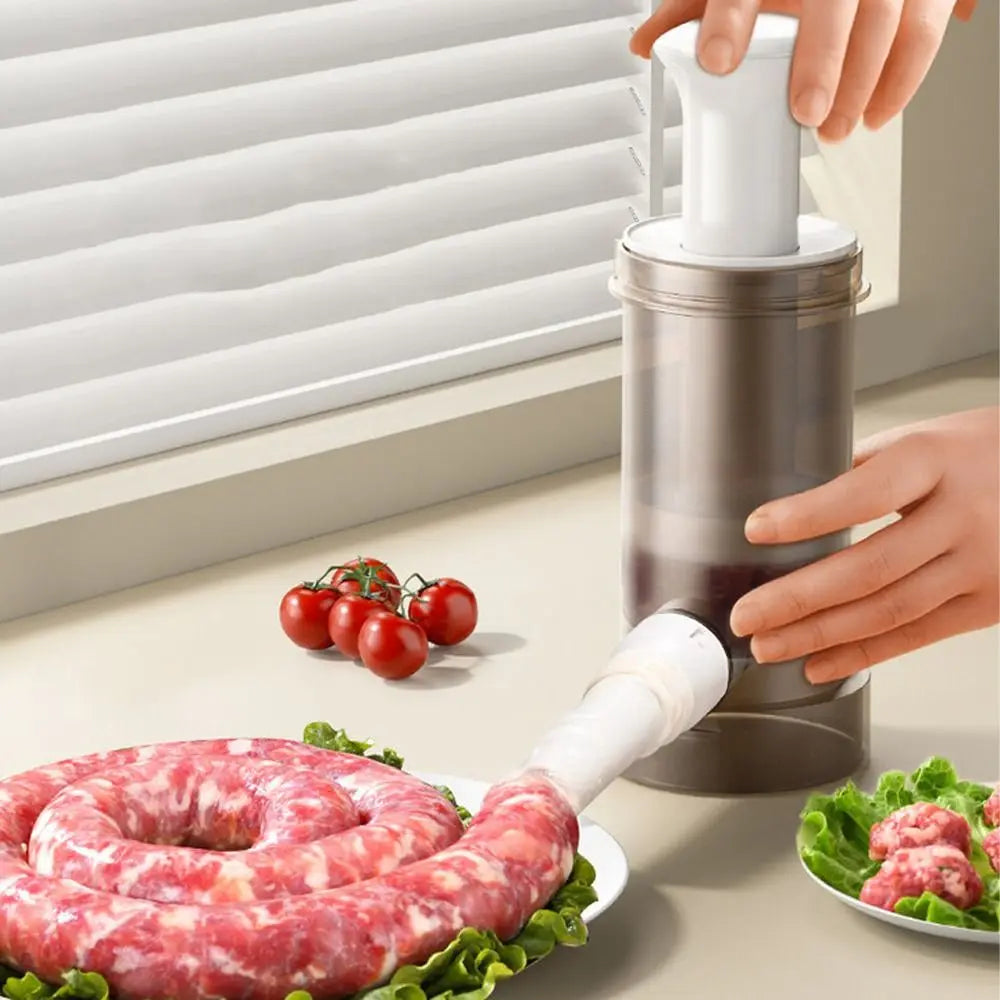 ठूलो क्षमताको म्यानुअल ससेज मेकर हेभी ड्युटी फूड-ग्रेड मासु स्टफर किट ४ वटा स्टफिङ ट्यूबहरू सहित ठाडो ससेज फिलिंग उपकरण