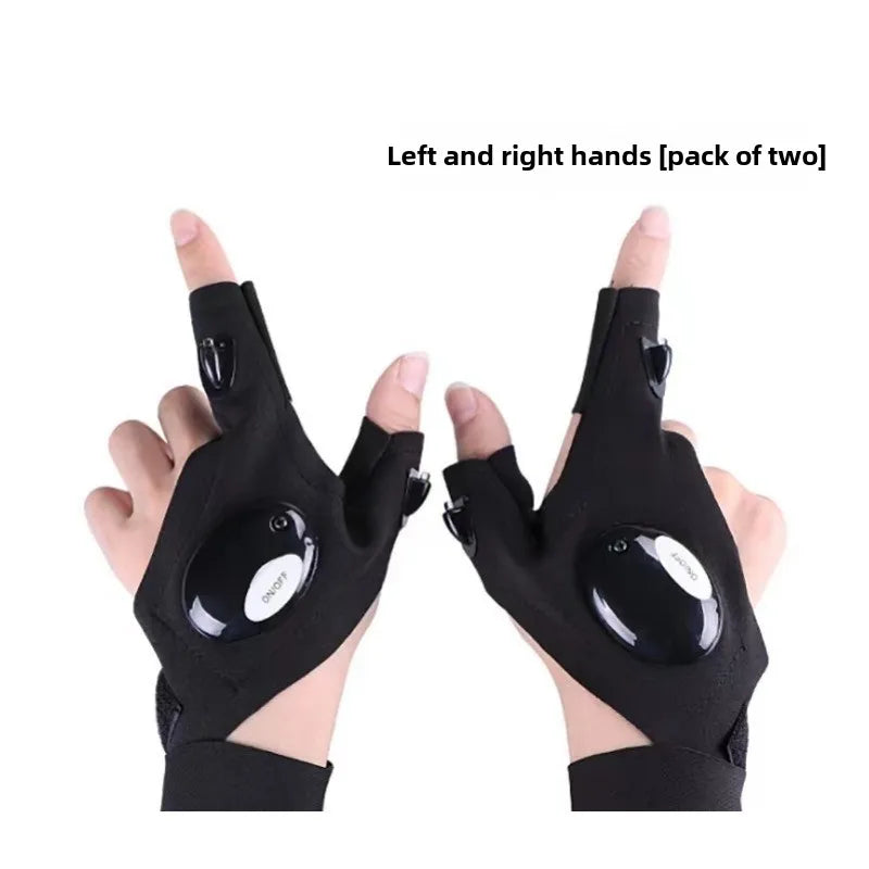 Half-finger Fishing Gloves Led FlashlightWaterproof Flashlight Outdoor Hiking CampingFishing Rescue Survival Lighting Too