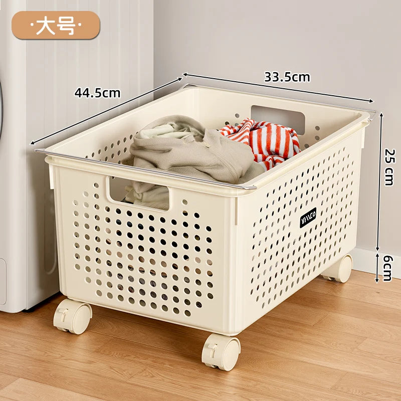 Batoom Laundry Hamper with Wheels Dir Clothes Basket Cart Home Utili under Cabinet Basket Rolling Laundry Basket
