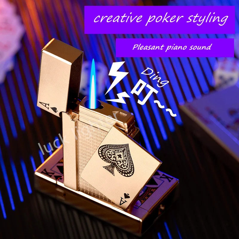 Unusual Poker Card Lighter Metal Windproof Lighter Butane Torch Lighter Men's Very Cool Gift Smoking Lighters