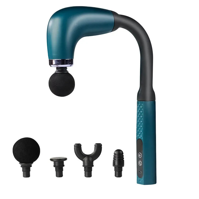 Fascia Gun with Extended Handle and Elbow for Self-assist Massage of the Upper and Lower Back Muscle Relaxation and Massage Done