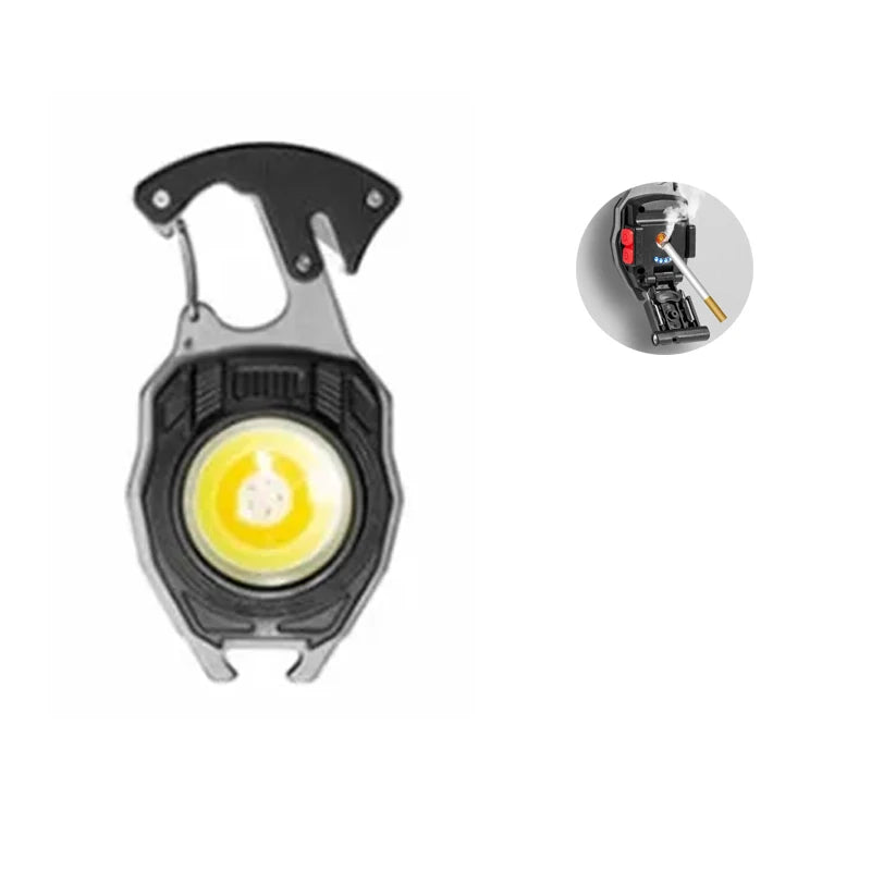 Outdoor Usb Rechargeable Flashlight Lighter COB Emergency Light Strong Light Flameless Windproof Lighters Men Camping Keychain