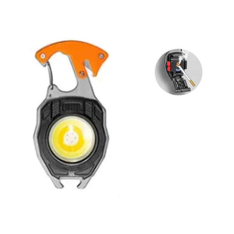 Outdoor Usb Rechargeable Flashlight Lighter COB Emergency Light Strong Light Flameless Windproof Lighters Men Camping Keychain