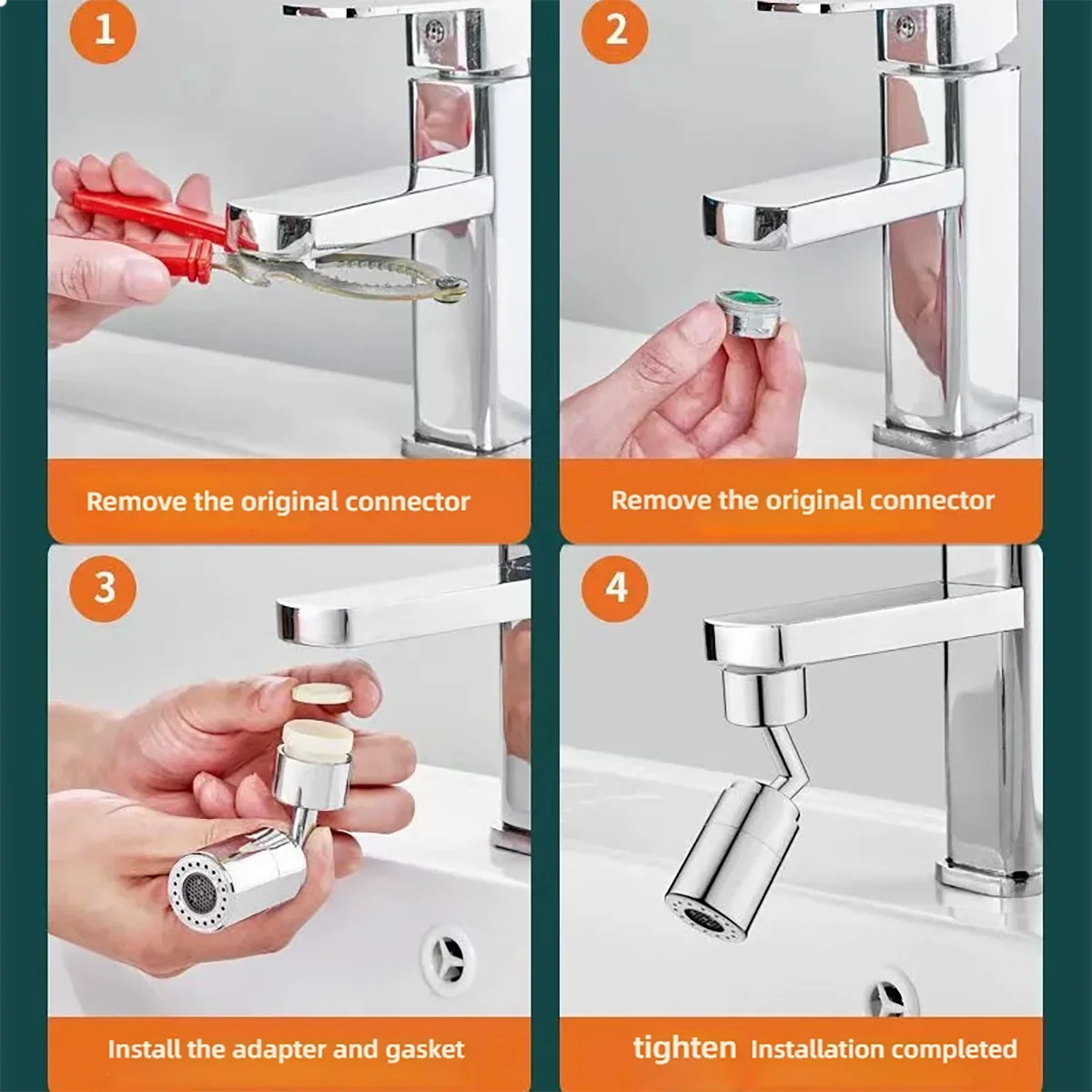 नल युनिभर्सल रोटेशन स्प्ल्याश-प्रुफ डिजाइन मल्टी-एडाप्टर हेड सुरक्षित पिउने पानी भान्साको बाथरूम सहित