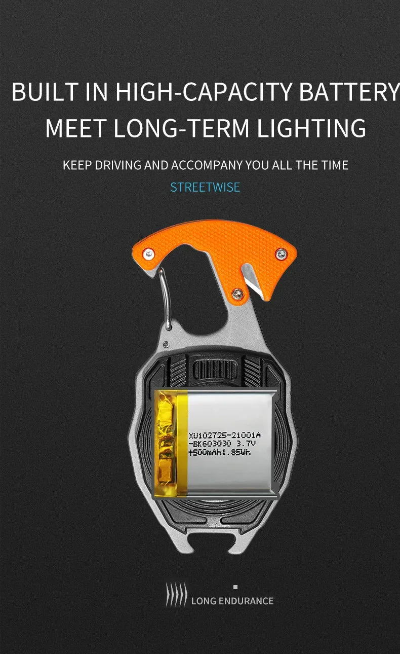 Outdoor Usb Rechargeable Flashlight Lighter COB Emergency Light Strong Light Flameless Windproof Lighters Men Camping Keychain