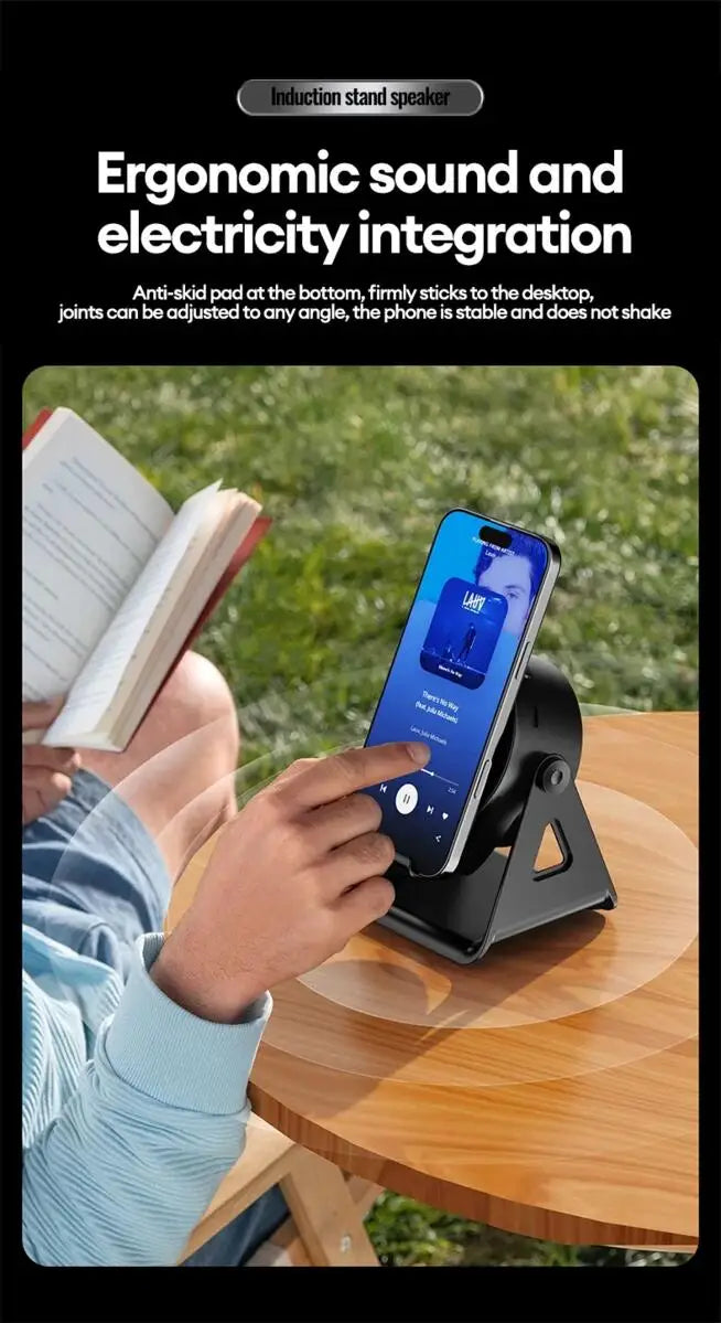 New 5-in-1 Multifunctional Wireless Bluetooth Speaker Charging Phone Stand RGB Ambient Lights Desktop Holder for Music Home Use