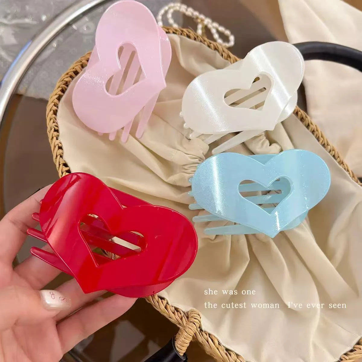 1pc French love acrylic hairpin for women's back of head disc hair grab clip, large duckbill hairpin hair ornament