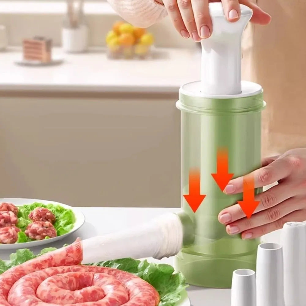 ठूलो क्षमताको म्यानुअल ससेज मेकर हेभी ड्युटी फूड-ग्रेड मासु स्टफर किट ४ वटा स्टफिङ ट्यूबहरू सहित ठाडो ससेज फिलिंग उपकरण