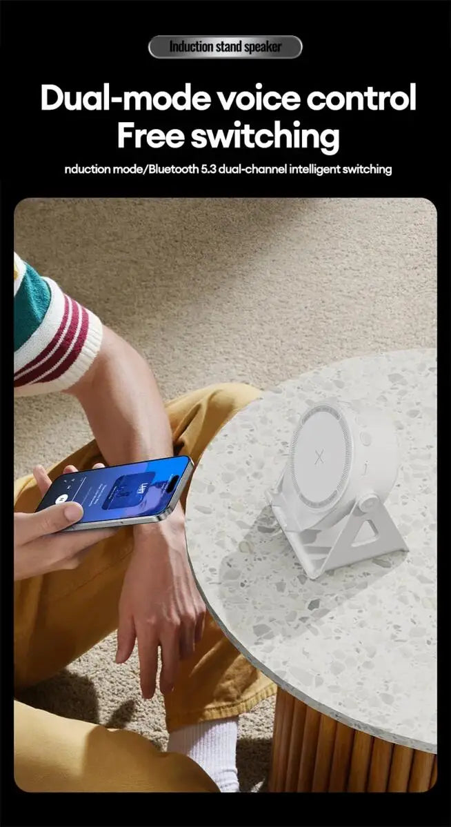 New 5-in-1 Multifunctional Wireless Bluetooth Speaker Charging Phone Stand RGB Ambient Lights Desktop Holder for Music Home Use