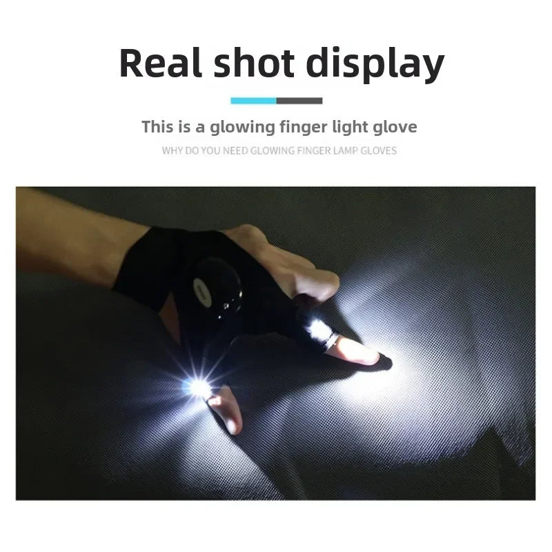 Half-finger Fishing Gloves Led FlashlightWaterproof Flashlight Outdoor Hiking CampingFishing Rescue Survival Lighting Too