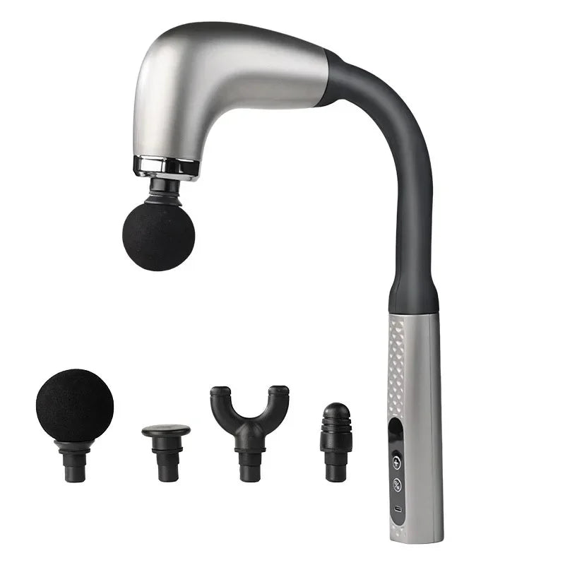 Fascia Gun with Extended Handle and Elbow for Self-assist Massage of the Upper and Lower Back Muscle Relaxation and Massage Done