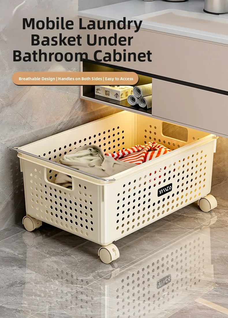Batoom Laundry Hamper with Wheels Dir Clothes Basket Cart Home Utili under Cabinet Basket Rolling Laundry Basket