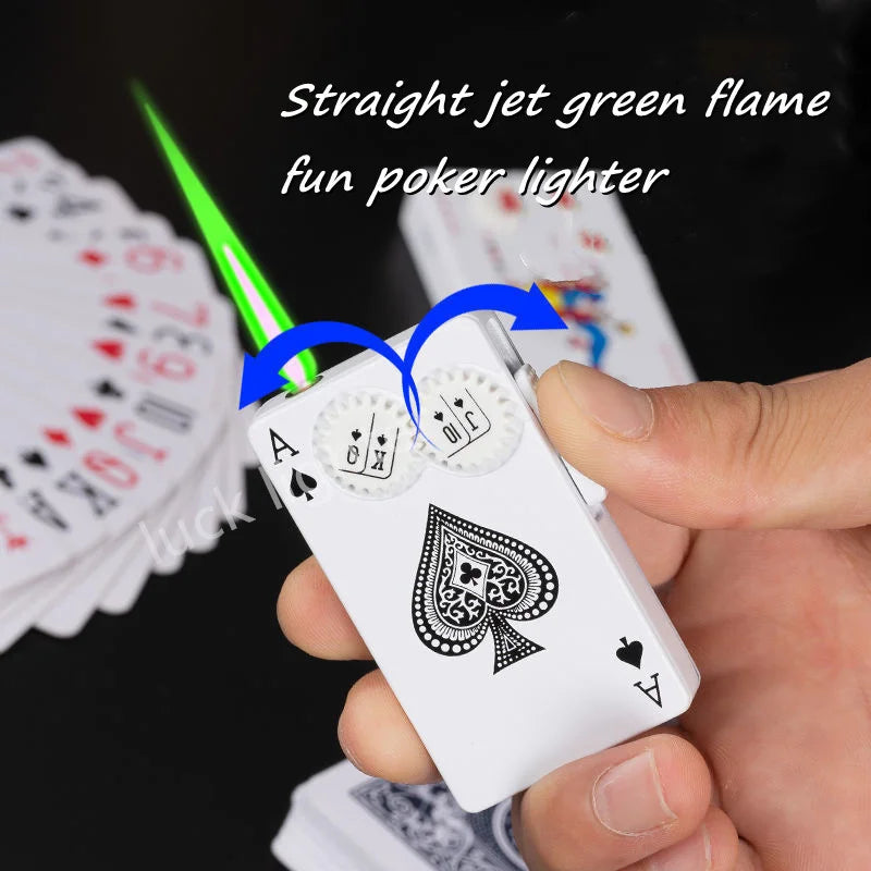 Unusual Poker Card Lighter Metal Windproof Lighter Butane Torch Lighter Men's Very Cool Gift Smoking Lighters