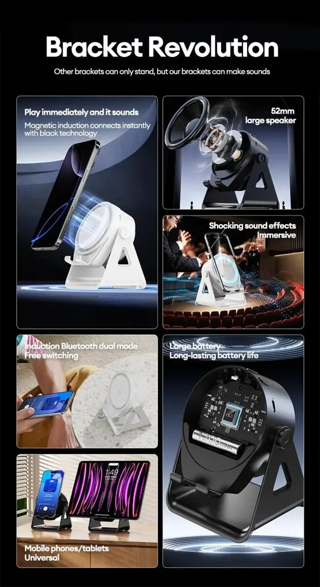 New 5-in-1 Multifunctional Wireless Bluetooth Speaker Charging Phone Stand RGB Ambient Lights Desktop Holder for Music Home Use